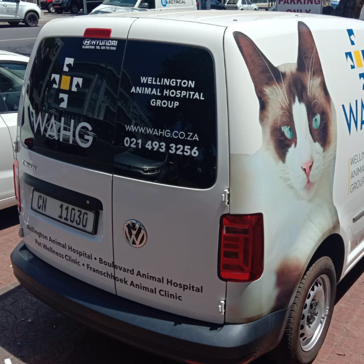 Wellington Animal Hospital Group - Vehicle Branding Conta or One Way Vision Vehicle Back tailgate Partial wrap