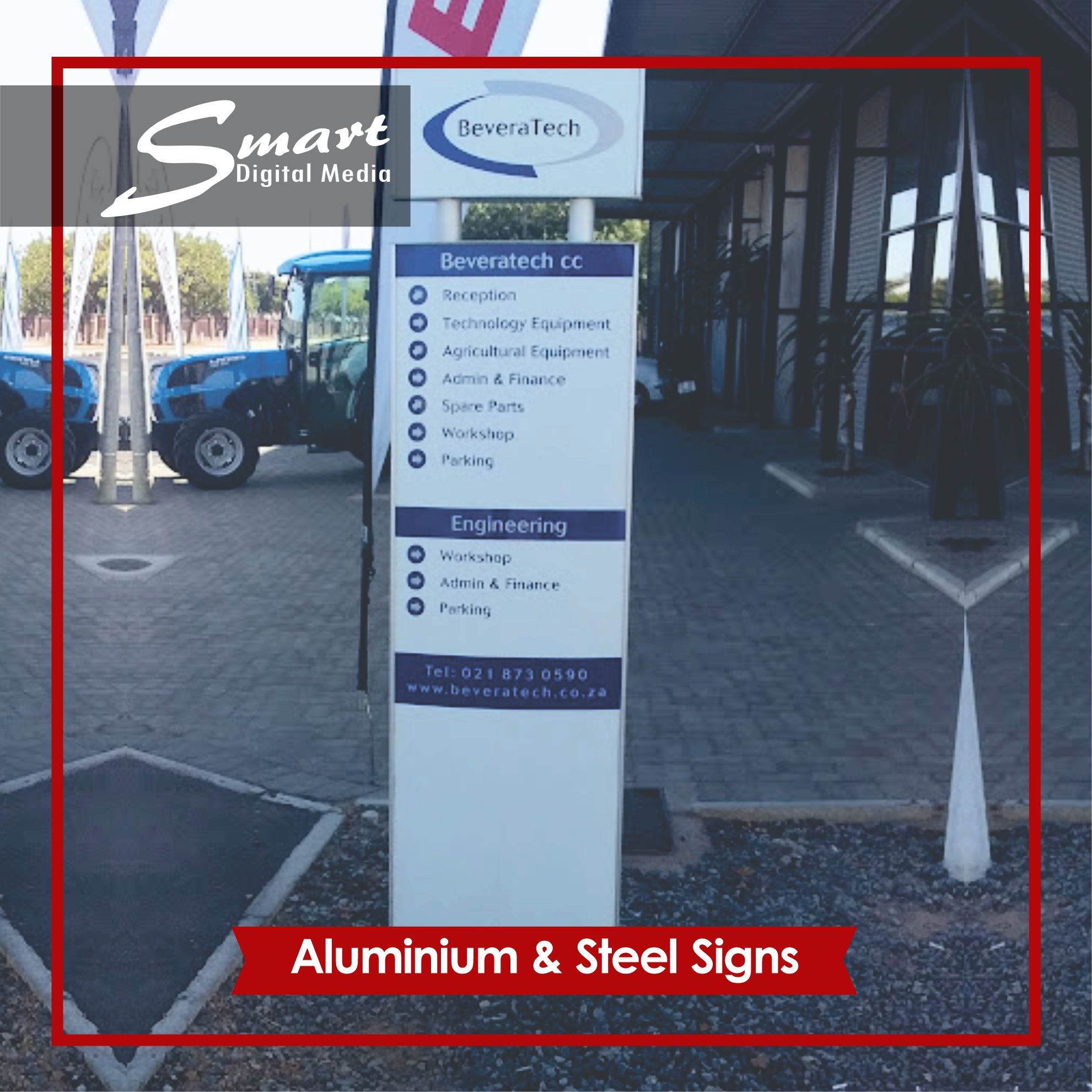Aluminium & Steel Totem signage manufactured and designed by Smart Digital Media