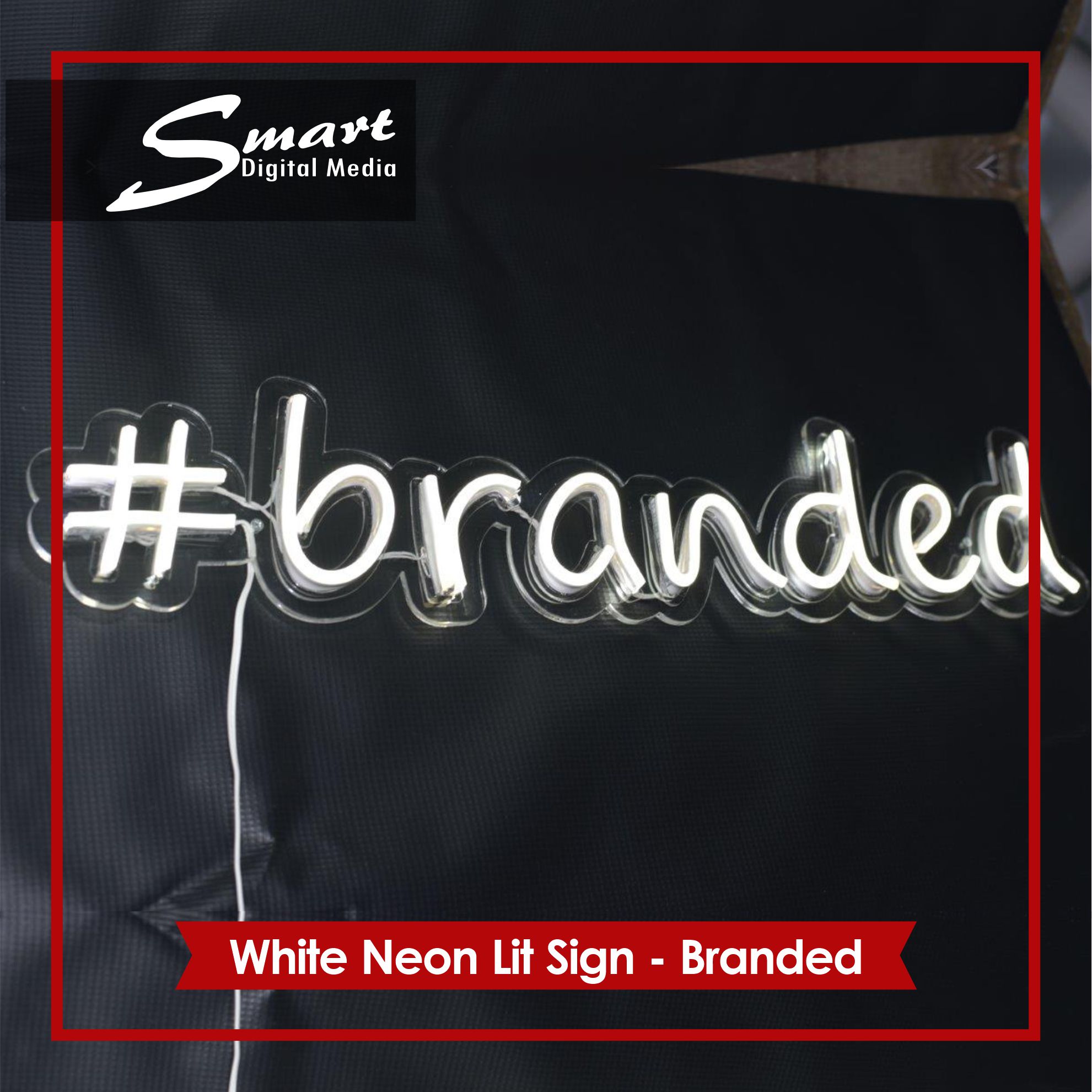 Happy and excited, newlyweds ordered this cool WHITE LED NEON Light and called it "Branded". Smart Digital Media made this from energy-saving and safe neon flex tubing.