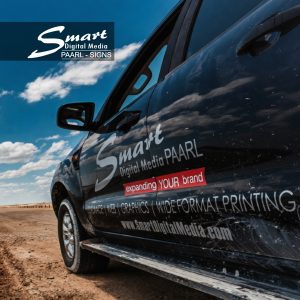 Professional vehicle branding on a bakkie by Smart Digital Media's Signage team in Paarl, cape Winelands, Western Cape, South Africa. High-quality vinyl graphics and fleet branding showcasing the Smart Digital Media brand.