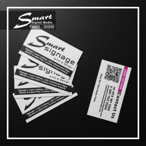 Professional business cards printed by Smart Digital Media in Paarl. High-quality single and double-sided business cards with clean design and contact details.